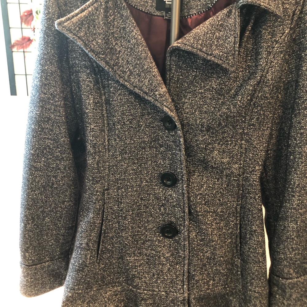 Women's Gray Tweed Button-Front Coat